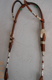 Headstall with Silver Plated Buckles & Ferrules -- Two Ear
