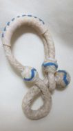 PAIR of Rawhide Rein Connectors - 8 Plaits with Light Blue Detail