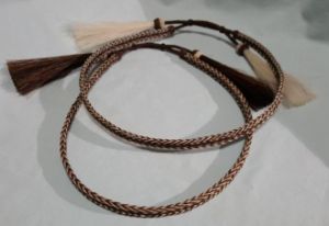 HORSEHAIR HAT BAND - 3 STRANDS, Style 3  Brown & White