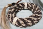 24 feet, 5/8" diameter Mane Horsehair Mecate with Hitch Knot & Large Tassel - Gray. White - Pattern H
