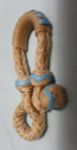 PAIR of All Rawhide Rein Connectors - 4 plait with Light Blue Detail