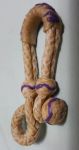 PAIR of All Rawhide Rein Connectors - 4 plait with Purple Detail