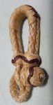 PAIR of All Rawhide Rein Connectors - 4 plait with Burgundy Detail