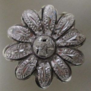 Santa Clara Silver Concho (product #250) German Silver with Silver Overlay petals  with Chicago Screw