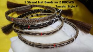 HORSEHAIR HAT BAND - 5 Strands - W/2 BROWN Tassels