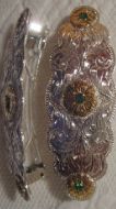 Scalloped Edge Sterling Silver Barrette with JB flowers & Stones