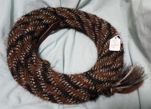 22 feet, Mane Horsehair Mecate - Black, Brown, White  (8 strands)