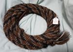 22 feet, Mane Horsehair Mecate - Black, Brown, White  (8 strands)