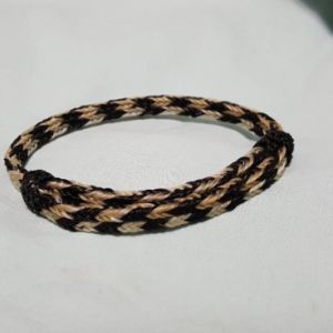 2 Strand Horse Hair Braided Bracelet - Black w/ White - Pattern 1