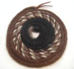 22 feet, Mane Horsehair Mecate - Dark Brown, Brown, White - Changing Blocks of Colors Pattern V4 - (8 Strands)