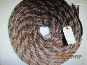 22 feet, Mane Horsehair Mecate - Brown, Tan - Changing Blocks of Colors Pattern V6 - (8 Strands)