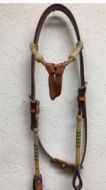 Painted Rawhide Browband - Split Browband Headstall