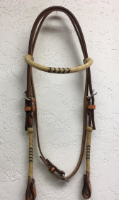 Painted Rawhide Browband - Regular Browband (Leather Headstalls with Rawhide Braiding) 12 plt.