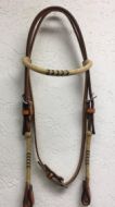 Painted Rawhide Browband - Regular Browband (Leather Headstalls with Rawhide Braiding) 12 plt.