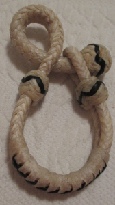 PAIR of Rawhide Rein Connectors - 8 Plaits with Black Detail