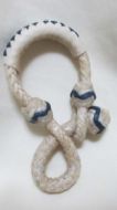 PAIR of Rawhide Rein Connectors - 8 Plaits with Dark Blue Detail