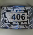 Rectangular Steel w/ Silver Inlay Belt Buckle with Blued Finish with Special Design - Solid Work