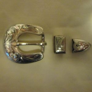 #501 German Silver 3-piece Buckle Set -- for 1/2" strap