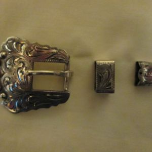 #504 ANTIQUE German Silver 3-piece Buckle Set -- for 1/2" strap