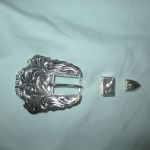 #504 Silver Plated German Silver 3-piece Buckle Set -- for 5/8" strap
