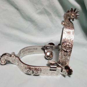 Sterling Silver Roping Spurs with Two Overlapped Flowers