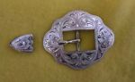 2-Piece BAR BUCKLE Buckle Set - 123-16P Sterling Overlay