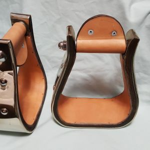 3" Bell Stirrups Nickel with Inside Leather Lining