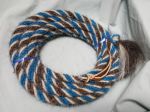 Mane Horsehair Mecate Colored Blue, Gray & White - Pattern Blue B  (Barber Pole)