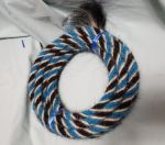 Mane Horsehair Mecate Colored Blue, Black & White - Pattern A (Barber Pole)