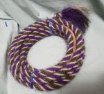 Mane Horsehair Mecate Colored Purple, Gray & White - Pattern Purple B (Barber Pole)