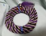 Mane Horsehair Mecate Colored Purple, Black & White - Pattern Purple A (Barber Pole)