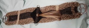 Mane Horsehair Cinch with a Tassel - 36" Black,  Brown/White, Gray- with stainless Steel Buckles