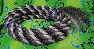 Mane Horsehair Mecate - Gray, White & Black - #D1 (Barber Pole)