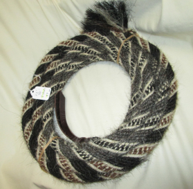 22 feet, Mane Horsehair Mecate - Black, Gray, Brown, White - Changing Blocks of Colors Pattern V7 - (8 Strands)