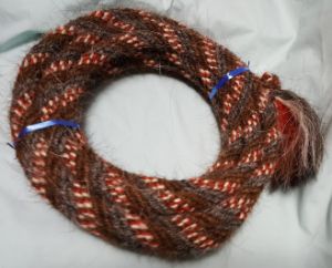Mane Horsehair Mecate Colored Red, Gray, Brown, White - Pattern Red D