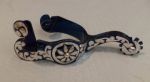 Western Sterling Silver Inlay Spurs with Daisy Concho - Blued Finish