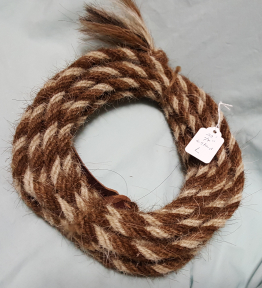 Mane Horsehair Mecate - Brown (Sorrel), Tan, White Barber Pole - #L