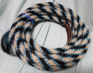 Mane Horsehair Mecate Colored Blue, Black & White - Pattern Blue G