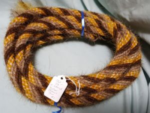 Mane Horsehair Mecate Colored Yellow, Brown, Tan - Pattern Yellow B