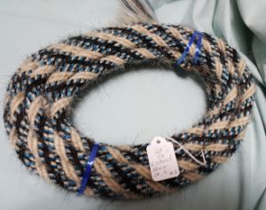 Mane Horsehair Mecate Colored Blue, Black & White - Pattern Blue F