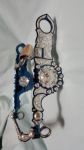 Circle with Beads, Crescent & Filigree Concho  Silver Inlay Santa Barbara Bit - Blued