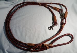 Romal Reins - 4 plait - Latigo w/ Rawhide with Snaps