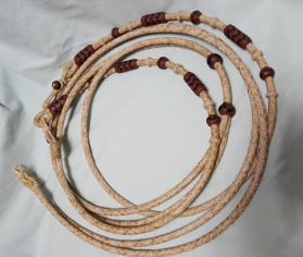 Split Reins with Connectors -  Rawhide with Black, Chocolate Detail