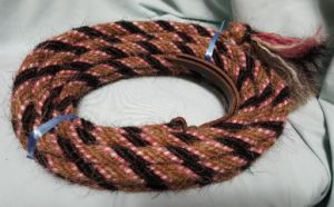 Mane Horsehair Mecate Colored Pink, Black, Tan - Pattern Pink E