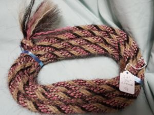 Mane Horsehair Mecate Colored Pink, Black, Tan - Pattern Pink G