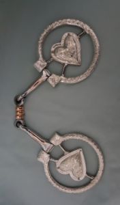 Western Sterling Silver Overlay Heart Dee Ring Show Snaffle with  Dog Bone Mouthpiece