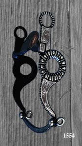 Circle with Stripes & Tear Drops Silver Inlay Bit - Blued