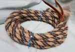 Mane Horsehair Mecate Colored Brown, White with Blue & White Specks  - Pattern Blue M