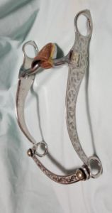 Salinas Horse Bit - Engraved Stainless Steel  with Sweet Iron Mouthpiece