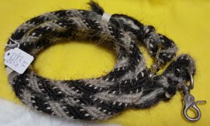 Mane Horsehair Roping Reins with Snaps - Pattern Y9 (Light Gray, Black)